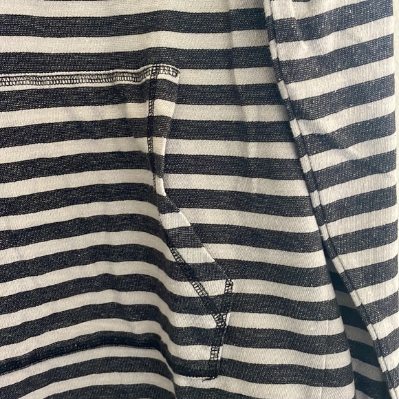 Women's American Rag Lightweight Quarter Button Grey Striped Hoodie - Picture 4 of 5